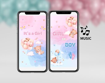 Gender Reveal Video Announcement - It's a Girl Pregnancy Announcement, Digital Animated Video Gender Reveal ideas, Social Media Videos
