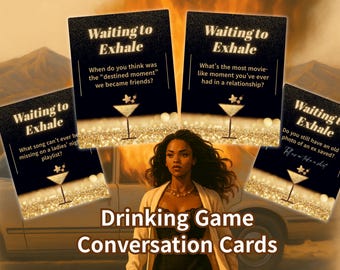 Gioco alcolico "Waiting to Exhale": carte per la conversazione, verità o sorso, serata cinema anni '90, bomboniere per festa tra amiche, addio al nubilato (PDF stampabile)