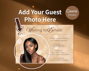 Waiting to Exhale Custom Thank You Card: Ladies Night Party Favors, Editable Photo Cards Guest Name Card,(Canva Template, Digital Download)
