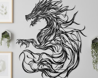 Dragon Metal Wall Art,Dragon Silhouette Metal Art,Modern Dragon Wall Decor,Metal Dragon Decor,House Dragon Art Decor,Dragon Wall Art Decor