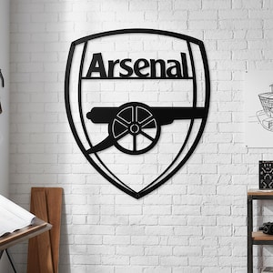 Letrero decorativo del Arsenal, arte mural con el logotipo del Arsenal, letrero metálico de aficionado del Arsenal, decoración de pared con el escudo del Arsenal, letrero de regalo del equipo del Arsenal, arte mural metálico del club de fútbol.