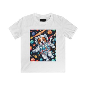 Kids Astronaut Dog Tee, Cute Space Dog Shirt, Children&#39;s Graphic Tee, Birthday Gift, Space Theme Outfit, Astronaut Clothing