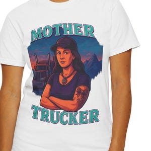 Trucker t-shirt, Mother Trucker Shirt -  Strong Female Trucker Vintage Tee for Women Drivers & Moms