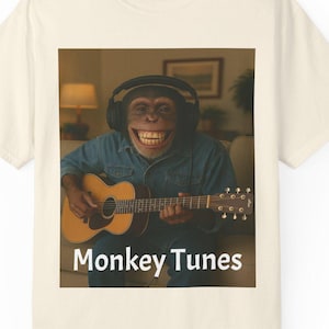 Funny Music tee, Monkey Tunes Unisex T-Shirt, Cute Graphic Tee for Music Lovers, Gift for Monkey Fans, Casual Daily Wear