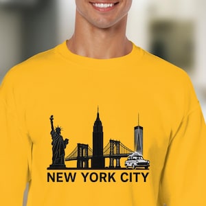 NYC Skyline Sweatshirt: Statue of Liberty, Taxi Design