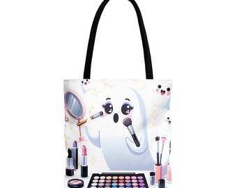 Ghost Makeup Halloween Tote Bag, Spooky Party Favor
