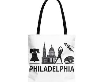 Philadelphia Skyline Tote Bag: Philly Landmarks & Cheesesteak Art Souvenir