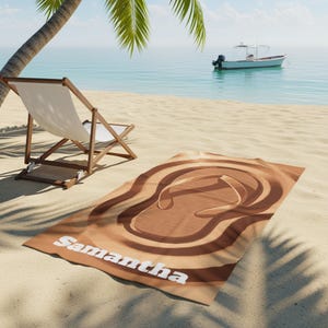 Personalized Beach Towel, Flip Flop Towel, Custom Name Towel, Unique Birthday Gift, Christmas Gift Idea, Sandal Towel, Beach Accessories