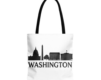 Washington DC Skyline Tote Bag: US Capital Souvenir, Cityscape Silhouette