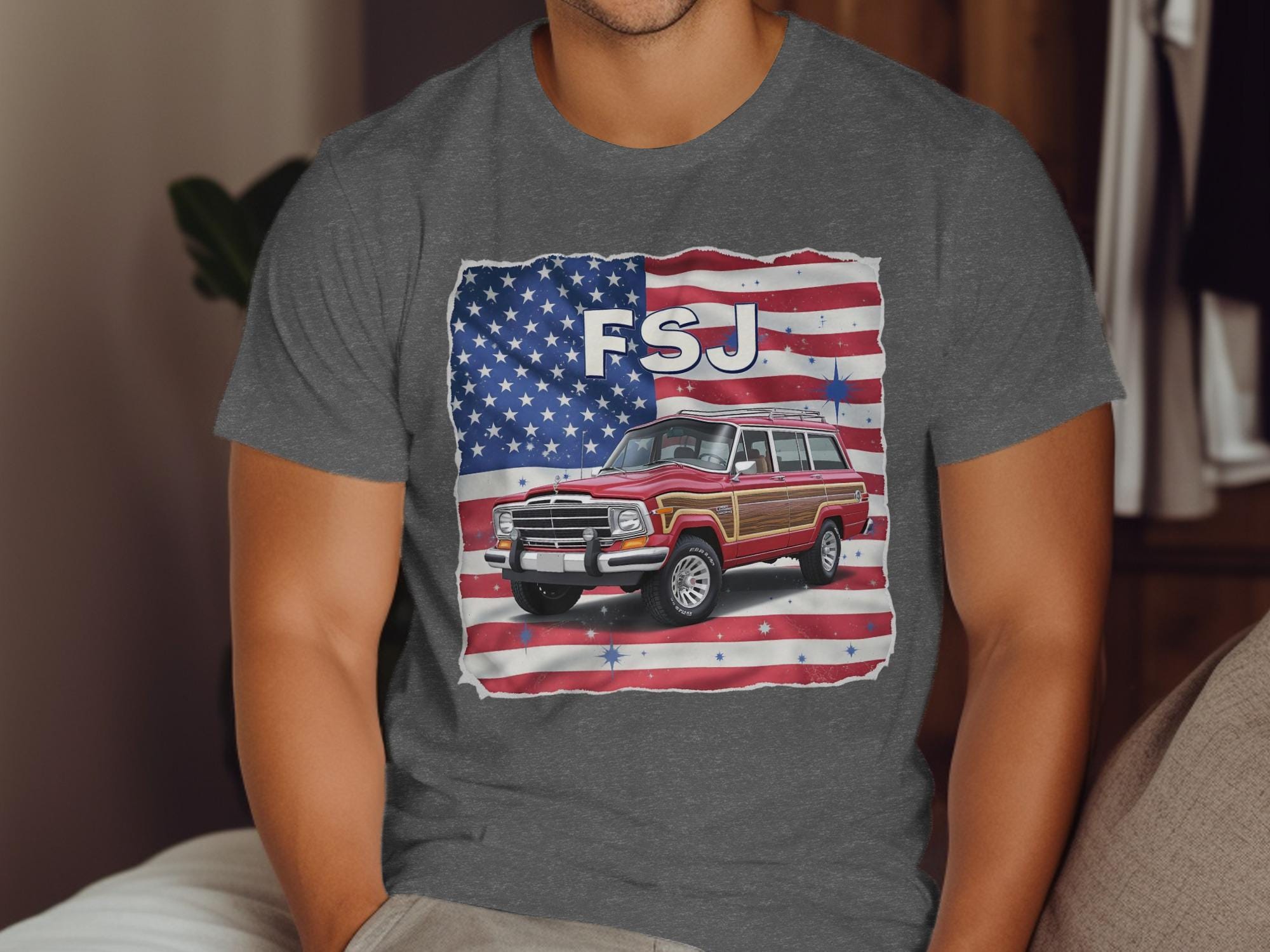 Jeep Men’s Vintage Wagoneer Black T-Shirt – Classic Graphic, 50/50 Poly-Cotton Blend