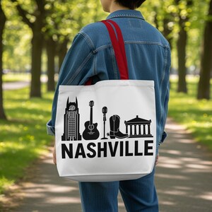 Nashville tote bag, city skyline bag, Nashville gift, reusable shopping bag, eco friendly tote, Nashville souvenir, casual tote