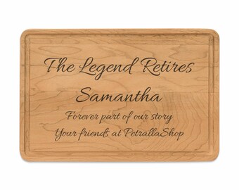 Personalized Retirement Cutting Board: Engraved Maple or Walnut, Farewell Gift, luxury corporate gifts