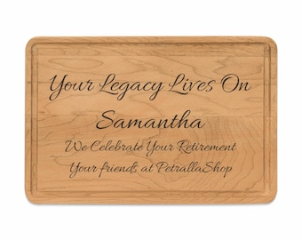 Personalized Retirement Cutting Board: Engraved Maple or Walnut, Coworker Gift, luxury corporate gifts