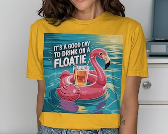 Flamingo Pool Float T-Shirt: Summer Vacation Graphic Tee