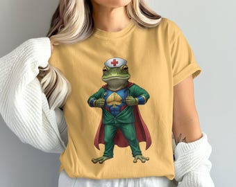 Funny Frog Nurse Sweatshirt, Cartoon Superhero Apparel