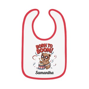 4th of July t-shirt, Personalized Born to Boom Baby Bib - 4th of July Bib for Baby - Funny Patriotic USA Gift - Independence Day