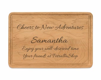 Personalized Retirement Cutting Board: Engraved Maple or Walnut, Co-worker Gift, luxury corporate gifts
