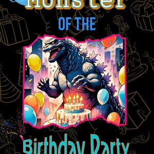 Epic Godzilla Birthday Party PNG SVG - Instant Download for Sublimation Printing for Kids & Adults, Downloadable Printable 300 dpi Images