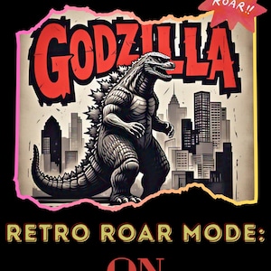 Retro Godzilla Art Pack of 4: Printable Images for Unique Gifts and DIY Projects, King of Monsters, Godzilla Wall Art, Godzilla PNG SVG