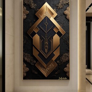 Poster digitale geometrico oro e nero, regalo, decorazione, camera da letto, soggiorno, ufficio, da stampare su INKFRSTUDIO