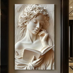 Digital wall poster portrait of a woman reading a book, abstract, gift, living room, bedroom, office decoration