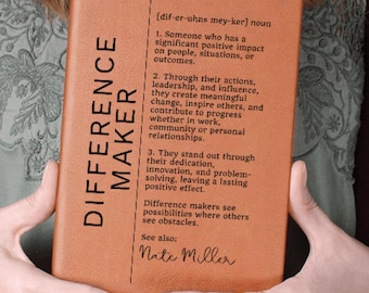 Personalized 'Difference Maker' Vegan Leather Journal: Mentor Gift