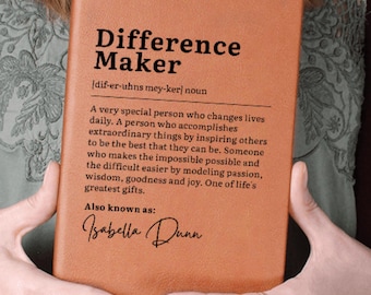 Personalized 'Difference Maker' Vegan Leather Journal: Mentor Gift
