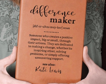 Personalized 'Difference Maker' Vegan Leather Journal: Mentor Gift