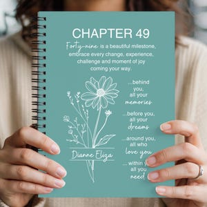 49th Birthday Gift Notebook – Personalized Journal with Custom Name & Birth Month Flower, Chapter 49 Keepsake, Birthday Journal