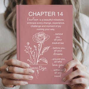 14th Birthday Personalized Journal – Custom Name & Birth Month Flower Keepsake for 14-Year-Old Girl or Boy – Chapter 14 Notebook