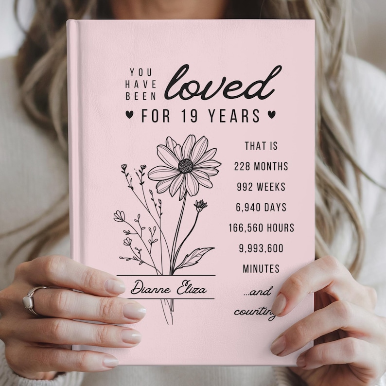 19th Birthday Personalized Journal – Custom Name & Birth Month Flower ...