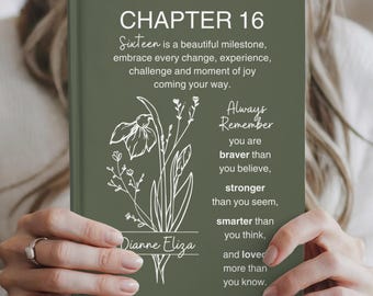 Sweet 16 Gift - 16th Birthday Gift for Teenage Girl or Boy | Personalized Journal with Name & Birth Month Flower