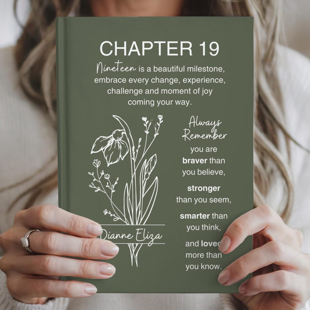 19th Birthday Personalized Journal – Custom Name & Birth Month Flower ...