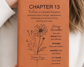 13th Birthday Journal Gift for Girl Boy | Personalized Name & Birth Flower Notebook | Turning 13 Milestone Keepsake Journal | Age 13 Gift