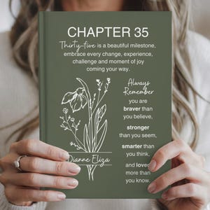 35th Birthday Gift – Personalized Journal with Name & Birth Month Flower | Custom Keepsake Notebook for 35 Year Old Her or Him