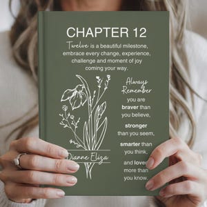 12th Birthday Personalized Journal – Custom Name & Birth Month Flower Keepsake for 12-Year-Old Girl or Boy – Chapter 12 Notebook