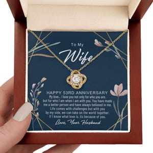 53rd Anniversary Gift for Wife | Personalized Love Knot Necklace – 18K Yellow Gold