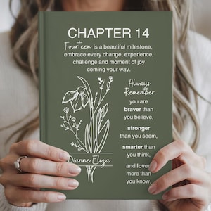14th Birthday Personalized Journal – Custom Name & Birth Month Flower Keepsake for 14-Year-Old Girl or Boy – Chapter 14 Notebook
