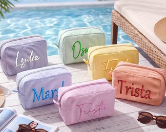 Personalized Makeup Bag With Custom Name, Bridesmaid Gift, Bachelorette Party Favor, Toiletry Travel Pouch, Corporate Logo Cosmetic Bag
