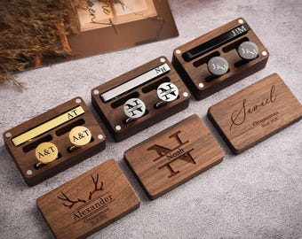 Groomsmen Gifts, Personalized Engraved Cufflinks, Best Man Gift, Wedding Cuff Link Box