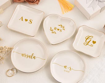 Personalized Jewelry Dish, Custom Engagement Ring Dish,Bridesmaid Gift, Birthday Gift for Her, Bridal Shower & Graduation Gift, Gift for Mom
