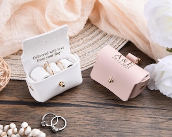 Personalized Dog Proposal Engagement Ring Pouch | Pet Proposal Idea | Leather Ring Box For Proposing With Your Dog | Ring Box for Dog Collar
