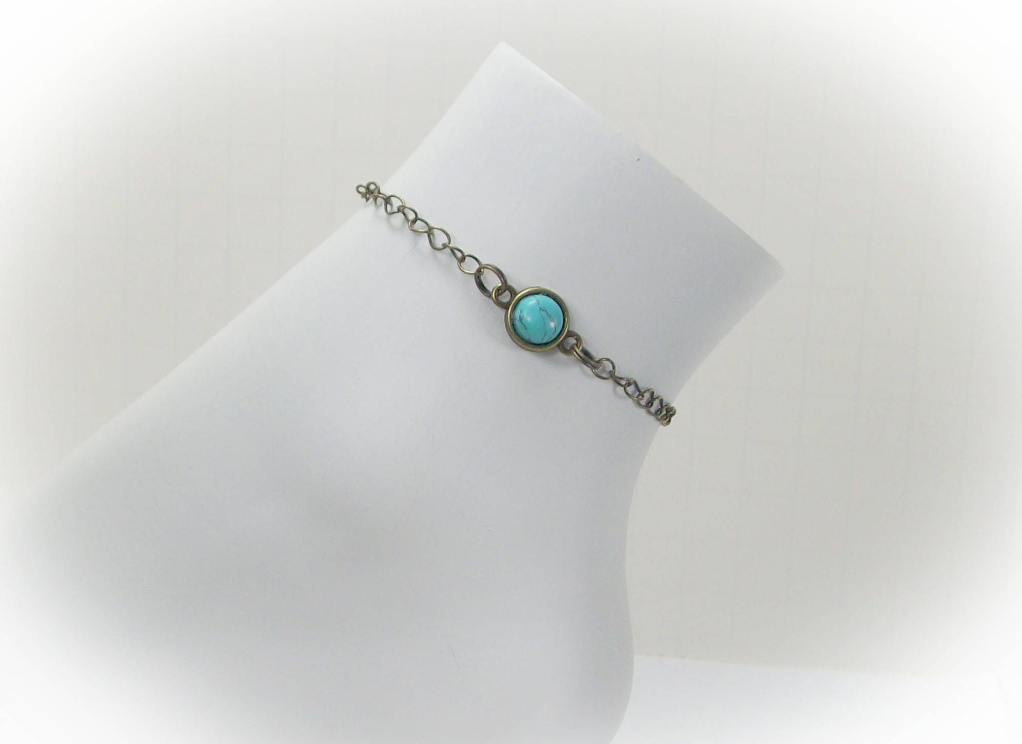 Turquoise Jewelry Bronze Jewelry Bronze Anklet Turquoise Etsy