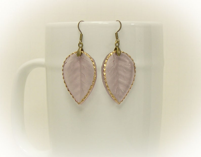 Crystal Earrings Gold Earrings Lavender Leaf Cut Crystal Etsy