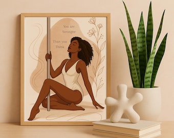 Pole Dance Quote Poster | Pole Dancing Minimalist Motivational Print | Pole Dancer Gift for Her
