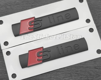 2 emblemas S-Line en negro mate para guardabarros: reemplazo de la aleta lateral Audi
