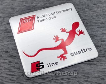 Audi S Line Quattro Badge: Aluminum Decal Sticker (55x60mm)