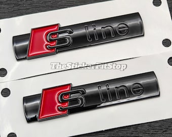 2x S line Black Gloss Badge Side Fender Emblem Replacement Self Adhesive For Audi