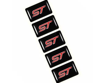 ST Car Decorative 3D Gel Domed Epoxy Badge Emblem Self Adhesive Sticker 5Pcs