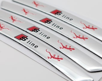 Pegatinas para llantas Audi S Line Quattro - Emblema de aleación plateada (4 unidades)